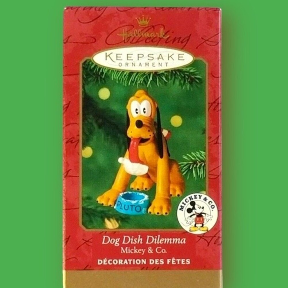 Hallmark Christmas Ornament Disney Pluto Dog Dish Dilemma Mickey & Co. NIB 2000